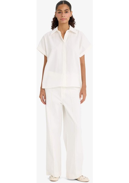 Regular Fit Poplin Kısa Kollu Gömlek F9141AX25WN