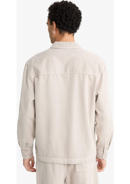 Boxy Fit Polo Yaka Twill Uzun Kollu Gömlek F7124AX25AU