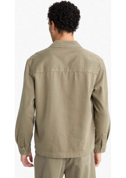 Boxy Fit Polo Yaka Twill Uzun Kollu Gömlek F7124AX25AU