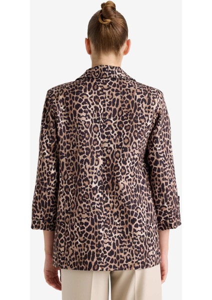 Loose Fit Ceket Yaka Leopar Desenli Blazer Ceket E1483AX25AU