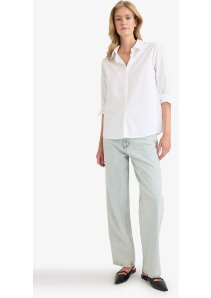 Regular Fit Poplin Uzun Kollu Gömlek F9072AX25AU