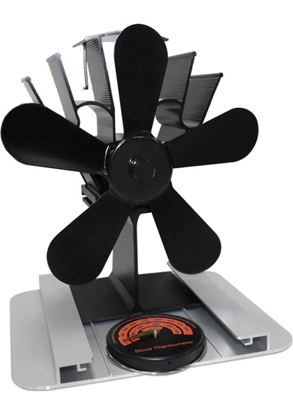Ahşap Soba Fanı, Termometreli Şömine Fanı, Ahşap/kütük Brülörleri/şömineler/ısıtıcılar Için 5 Bıçaklı Isı ile Çalışan Soba Fanı (Yurt Dışından)