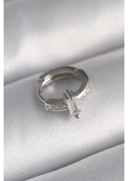 Bfs 316L Çelik Gümüş Renk Zirkon Taşlı Tragus Piercing