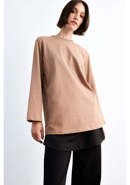 Relax Fit Yarı Elastik Bantlı Bel Poplin Tesettür Kapatıcı Parça F8527AX25SM