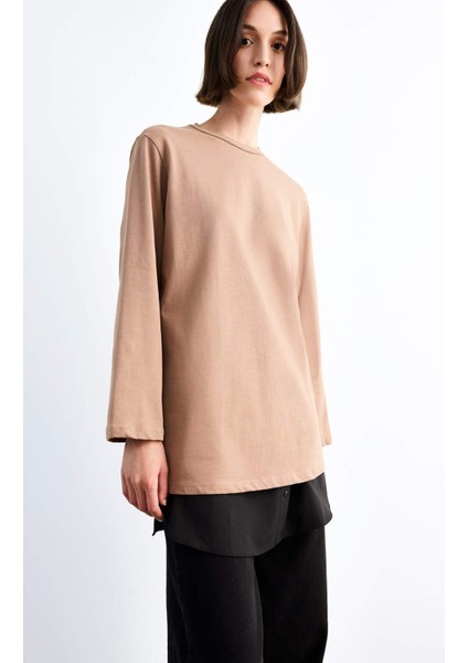 Relax Fit Yarı Elastik Bantlı Bel Poplin Tesettür Kapatıcı Parça F8527AX25SM