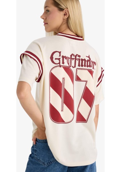Coool Harry Potter Oversize Geniş Kalıp V Yaka Kısa Kollu Tişört