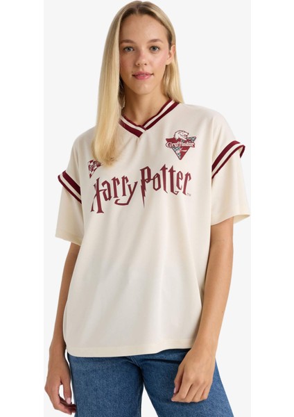 Coool Harry Potter Oversize Geniş Kalıp V Yaka Kısa Kollu Tişört