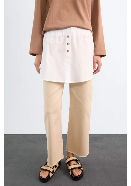 Relax Fit Yarı Elastik Bantlı Bel Poplin Tesettür Kapatıcı Parça F8527AX25SM