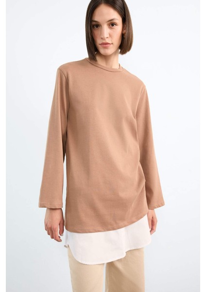 Relax Fit Yarı Elastik Bantlı Bel Poplin Tesettür Kapatıcı Parça F8527AX25SM