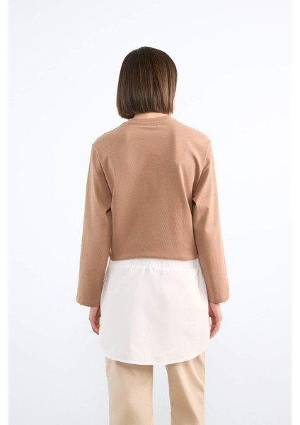 Relax Fit Yarı Elastik Bantlı Bel Poplin Tesettür Kapatıcı Parça F8527AX25SM