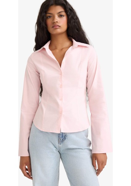 Fitted Poplin Uzun Kollu Gömlek F9434AX25AU