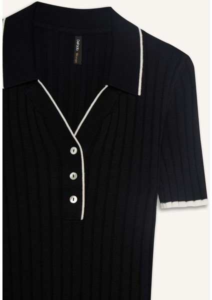 Fitted Polo Yaka Triko Kısa Kollu Kazak F7771AX25AU