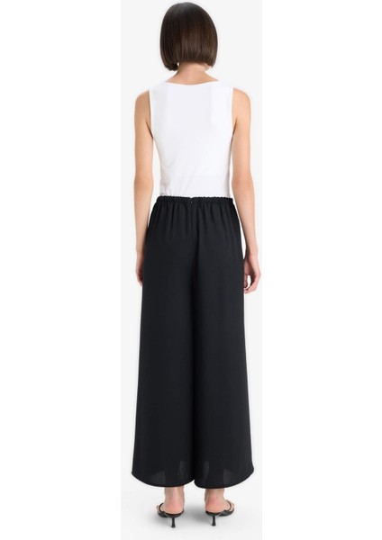 Flare Fit Normal Bel Düz Paça Krep Pantolon F9172AX25WN