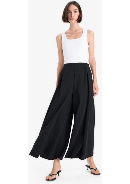 Flare Fit Normal Bel Düz Paça Krep Pantolon F9172AX25WN