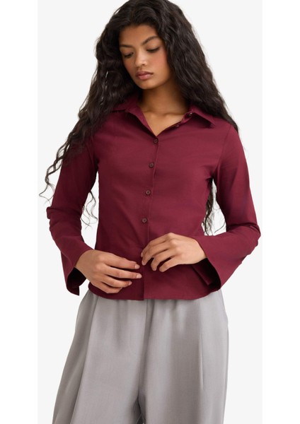Fitted Poplin Uzun Kollu Gömlek F9434AX25AU