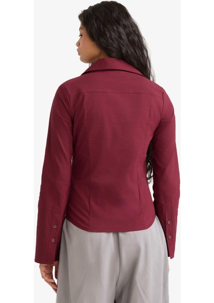 Fitted Poplin Uzun Kollu Gömlek F9434AX25AU