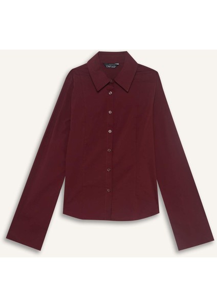 Fitted Poplin Uzun Kollu Gömlek F9434AX25AU