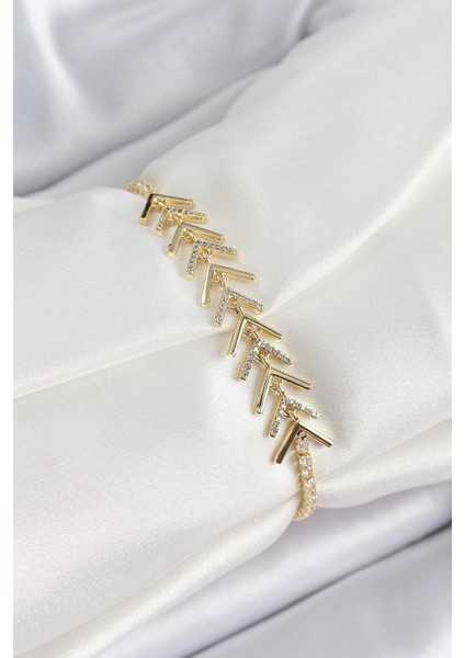 Bfs Pirinç Gold Renk Zirkon Taşlı Balık Sırtı Kadın Bileklik fiyatları