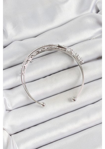 Bfs Pirinç Gümüş Renk Arpa Zirkon Taşlı Kadın Bileklik fiyatları