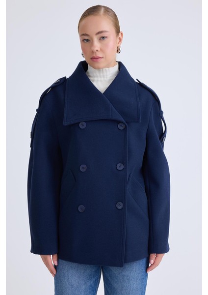 Apolet Detaylı Kısa Kaşe Kaban indirimleri