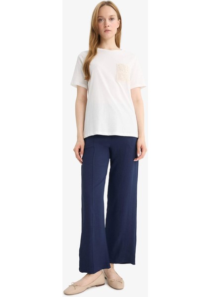 Regular Fit Bisiklet Yaka Penye Kısa Kollu Tişört F1152AX25AU