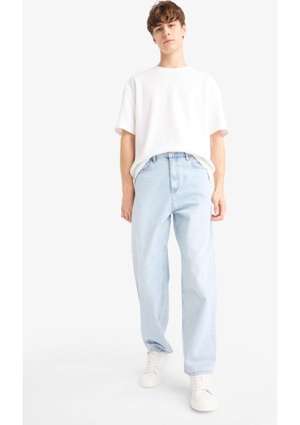Baggy Fit Geniş Kalıp Geniş Paça Jean Yıkamalı Pantolon F9821AX25SM