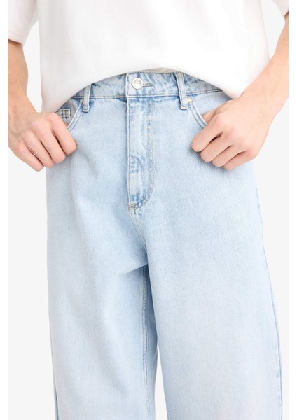 Baggy Fit Geniş Kalıp Geniş Paça Jean Yıkamalı Pantolon F9821AX25SM