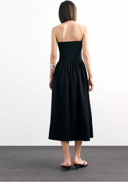 Dokuma Straplez Midi Elbise F9716AX25SM