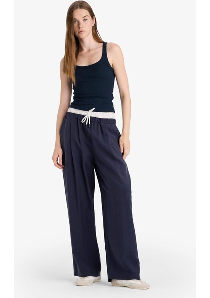 Baggy Fit Çift Cepli Normal Bel Standart Boy Tensel Pantolon F9743AX25HS