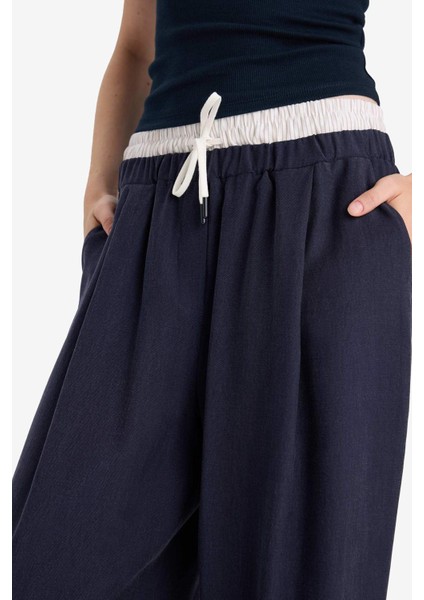 Baggy Fit Çift Cepli Normal Bel Standart Boy Tensel Pantolon F9743AX25HS