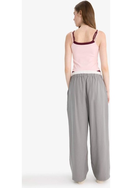 Afra x DeFacto Baggy Fit Çift Cepli Normal Bel Standart Boy Tensel Pantolon F9743AX25HS