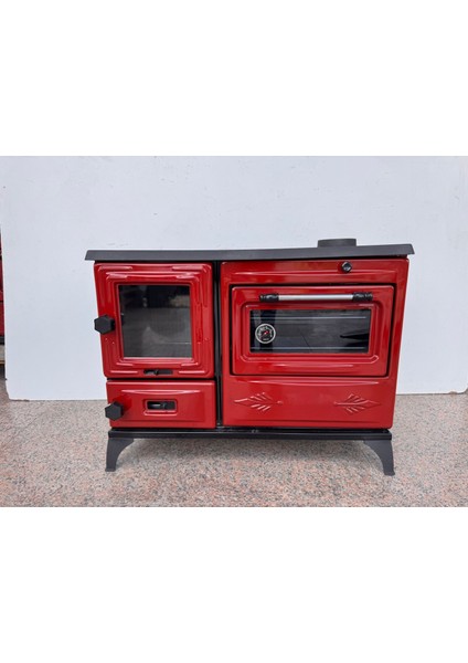 MF079 Model Dorello Kuzine Kırmızı SOBA40 cm Fırınlı Soba Aden Model