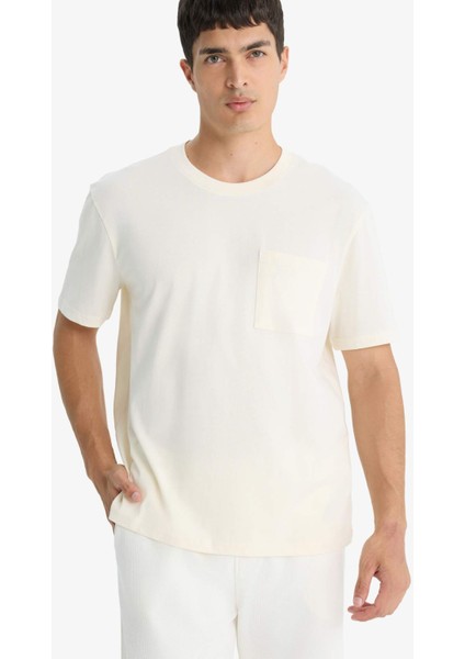 Bisiklet Yaka Penye Kısa Kollu Tişört F9767AX25SM