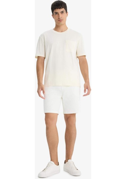 Bisiklet Yaka Penye Kısa Kollu Tişört F9767AX25SM