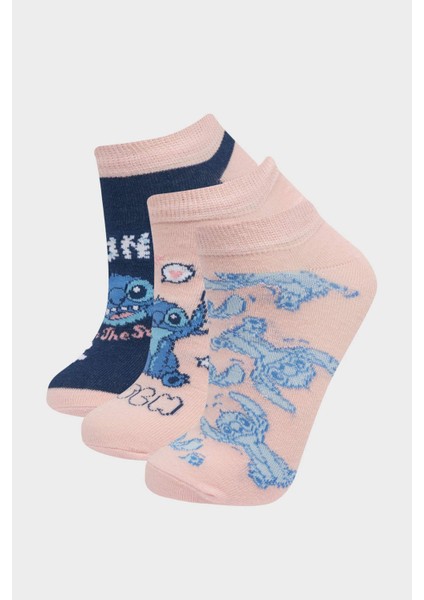 Kız Çocuk Disney Lilo & Stitch 3'lü Pamuklu Patik Çorap F1331A8NS