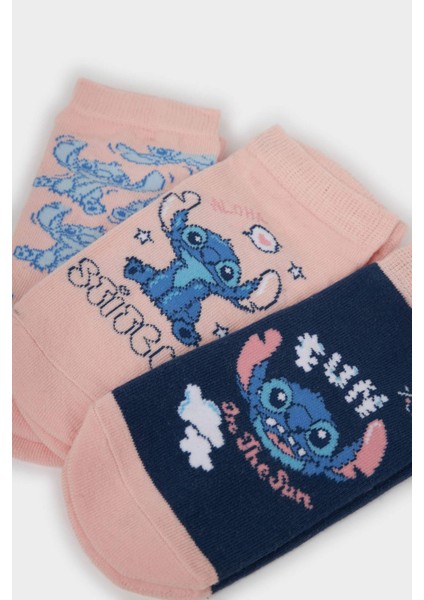 Kız Çocuk Disney Lilo & Stitch 3'lü Pamuklu Patik Çorap F1331A8NS