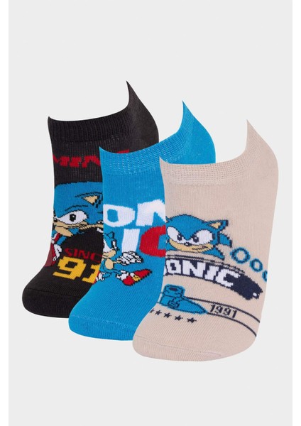 Erkek Çocuk Sonic The Hedgedog: Modern 3'lü Pamuklu Patik Çorap F2742A8NS
