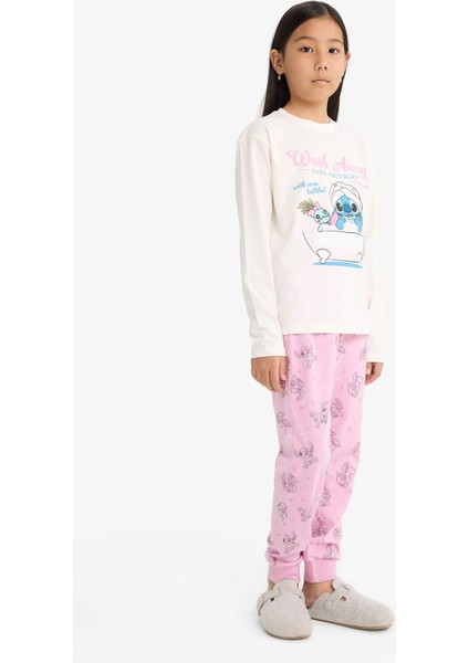 Kız Çocuk Disney Lilo & Stitch Pijama Takımı Uzun Kollu Üst Uzun Alt F7356A825AU