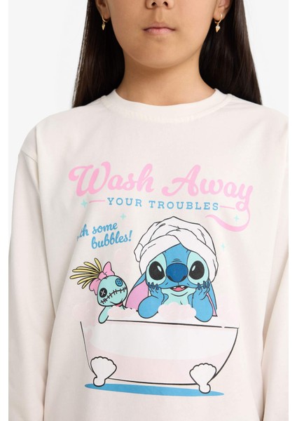 Kız Çocuk Disney Lilo & Stitch Pijama Takımı Uzun Kollu Üst Uzun Alt F7356A825AU