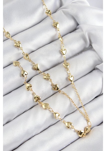 Bfs Pirinç Zirkon Taşlı Kalp Model Gold Renk Y Kolye