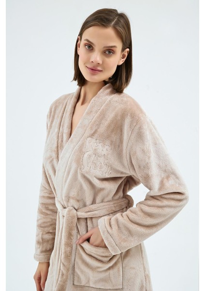 Kadın Yumuşak Dokulu Cepli Kemerli Bej Sabahlık C6T7N071 fiyatları