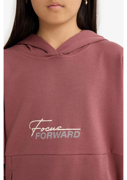 Kız Çocuk Oversize Geniş Kalıp Kapüşonlu Sırt Baskılı Sweatshirt F2794A825AU