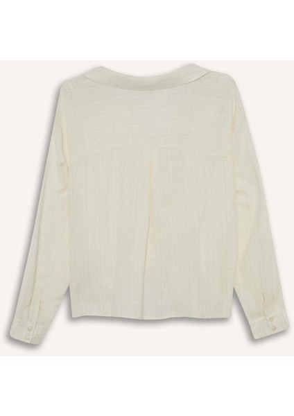 Regular Fit Gömlek Yaka Pamuklu Uzun Kollu Bluz F9998AX25AU