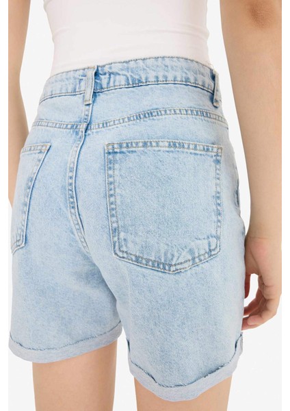 Boyfriend Yüksek Bel Duble Paça Jean Şort E0934AX25AU