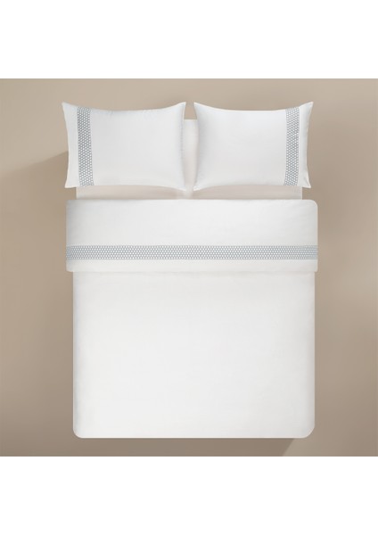 %100 Pamuk Saten Kumaş Nevresim Seti 200X220 cm Beyaz Mavi - Regina Serisi fiyatları