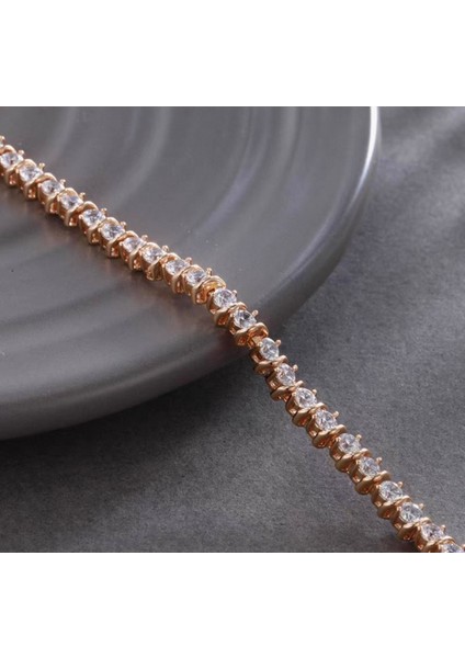 Xuping Çelik Bileklik Zirkon Taşlı Işıltılı Rose Gold Renk Ayarlanabilir Kadın Bileklik Shine Modeli fiyatları