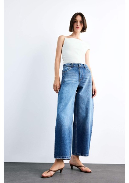 Wide Baggy Fit Yıkamalı Jean Pantolon F7501AX25SM