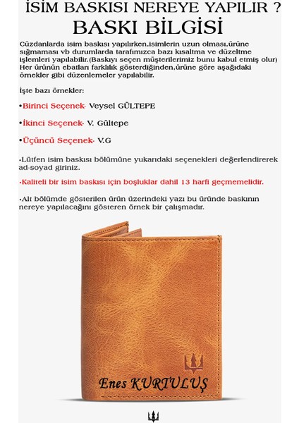 Beod Hakiki Deri Kişiye Özel İsim Baskılı Cüzdan indirimleri