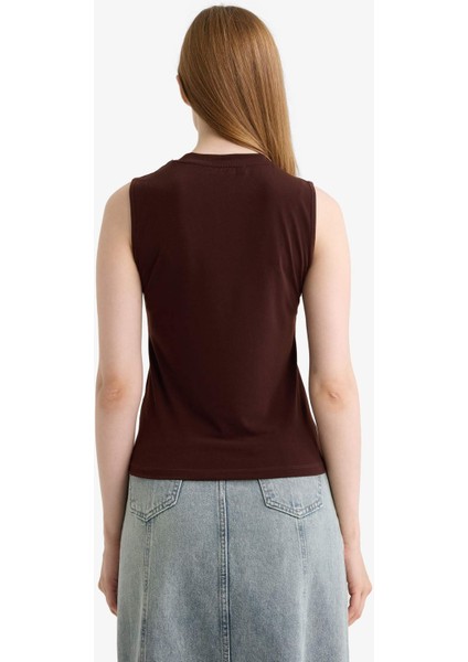 Regular Fit Yarım Bisiklet Yaka Basic Düz Kolsuz Tunik F9755AX25HS