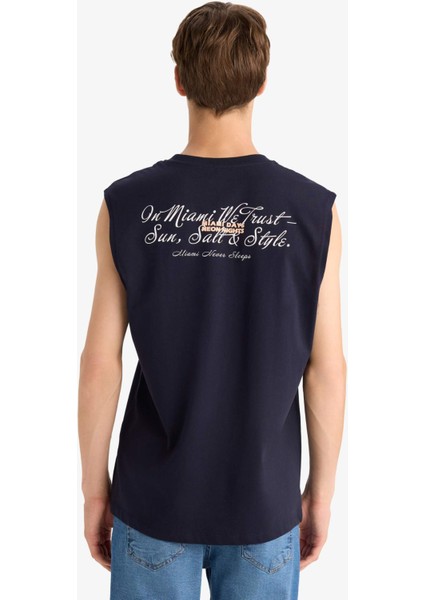 Boxy Fit Baskılı Bisiklet Yaka Atlet G0021AX25HS